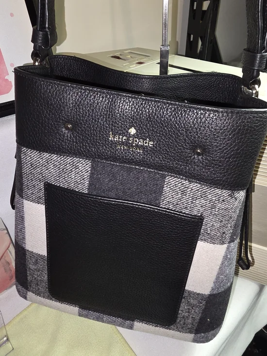 kate spade Marti Gingham Plaid Drawstring Bucket Bag - Picture 6 of 13